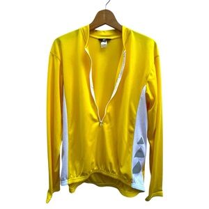Canari Bright Yellow Long Sleeve‎ 3/4 Zip Cycling Jersey Size Large Made in USA